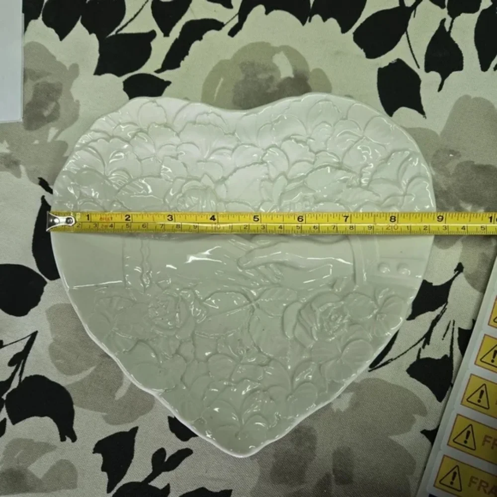 Made in Italy Heart with Holding Hands and Roses Plate
